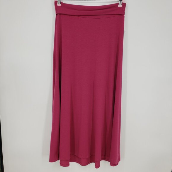 Lularoe Jersey Knit Maxi Skirt M A Line Raspberry Pink Red - Picture 1 of 9